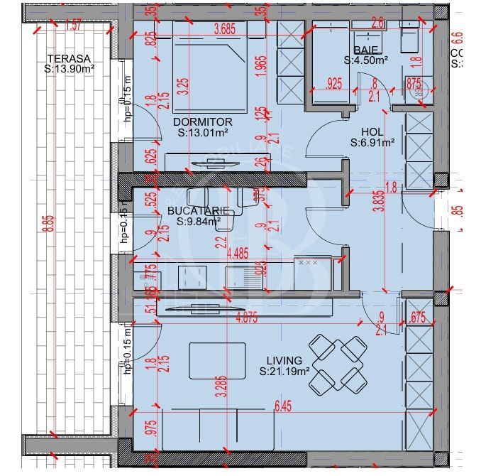 Apartament 2 camere Parcare Gratis Theodor Pallady 5min STB - Schiță 2