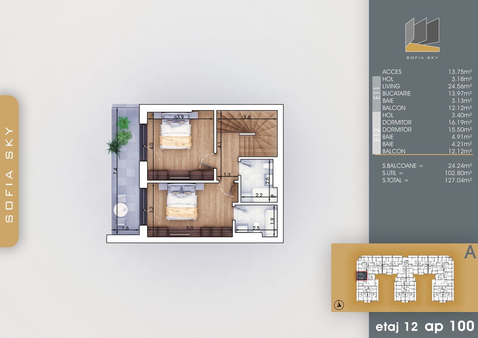 3 camere duplex incalzire pardosela  Metrou N Teclu - Schiță 10