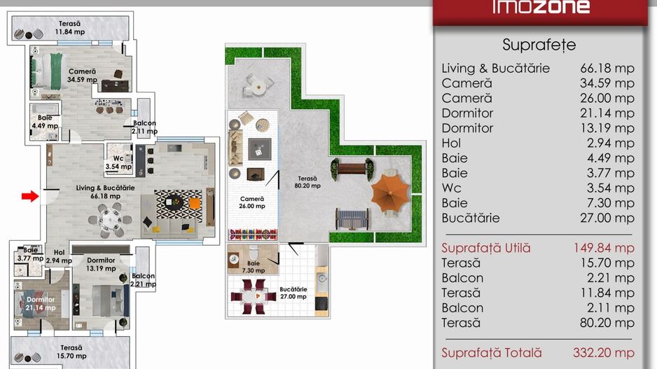 PENTHOUSE-DEOSEBIT, 4 CAMERE, 3 DORMITOARE, 3 BAI, 321mp utili, BLOC FINALIZAT - Poză 6