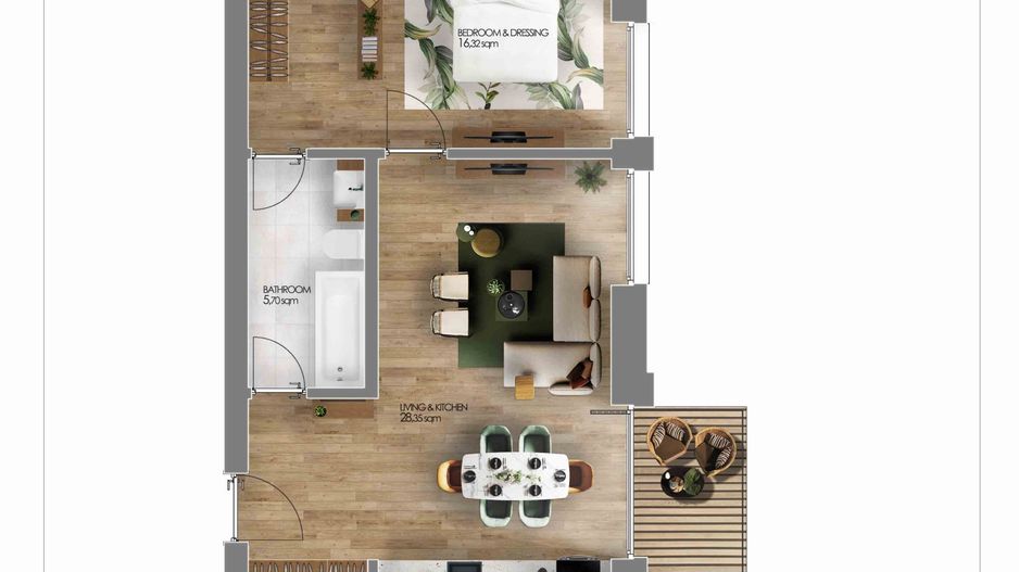 Apartament cu 2 camere mobilat la inchiriere in Amber Forest - Poză 10