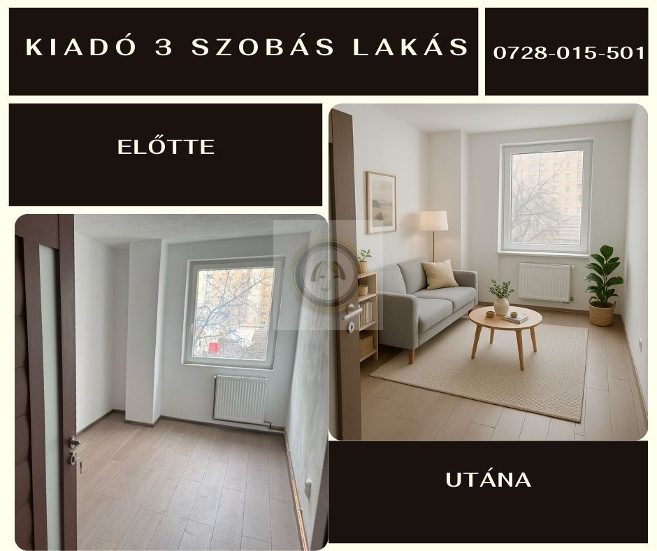 Apartament 3 camere de inchiriat | nemobilat, neutilat | langaDoboz - Poză 2