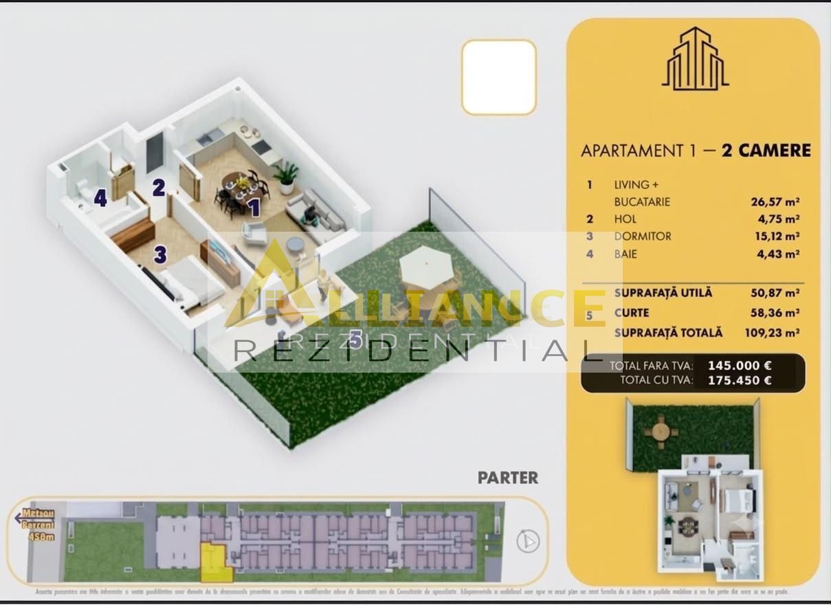 5 MINUTE M. BERCENI - 2 CAMERE + CURTE - 109 mp - 175.450eur - Poză 5