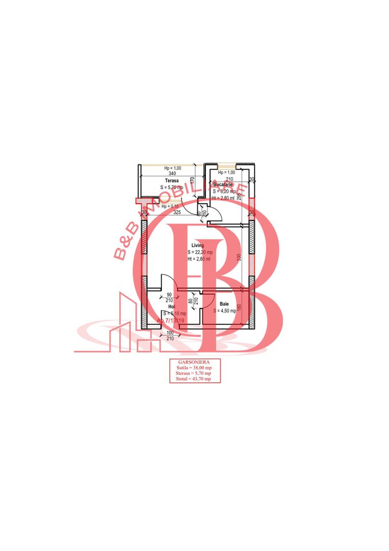 Garsoniera-Camera 22 mp-Metrou Nicolae Teclu-Comision 0% - Schiță 3