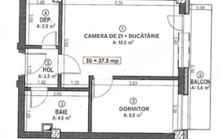Apartament 2 Camere 37 mp | Parcare subterana | Terra | Floresti | - Schiță 7