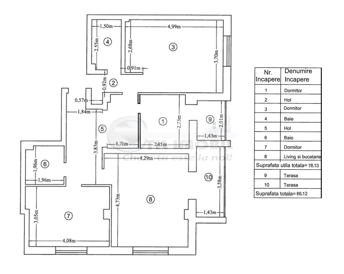 Apartament cu 4 camere - etaj 2/3 - Rediu - Casablanca - 135000 euro - Schiță 17