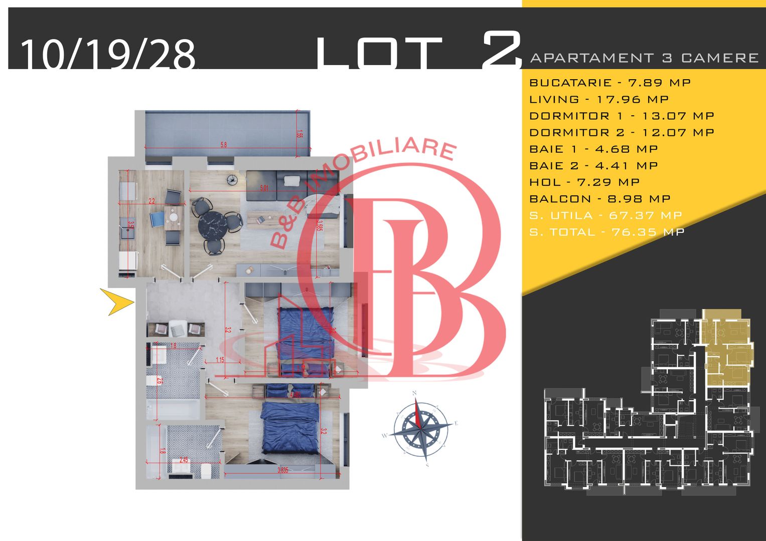 3 camere Parcare Bonus Titan Pallady Pret Promo de Lansare - Schiță 9