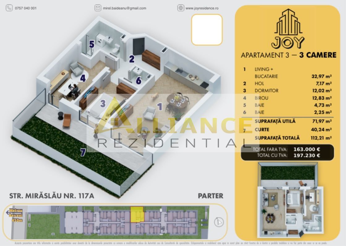 5 MINUTE METROU BERCENI - APARTAMENT 3 CAMERE Â  - 112mp - 197.230â¬Â - Poză 12