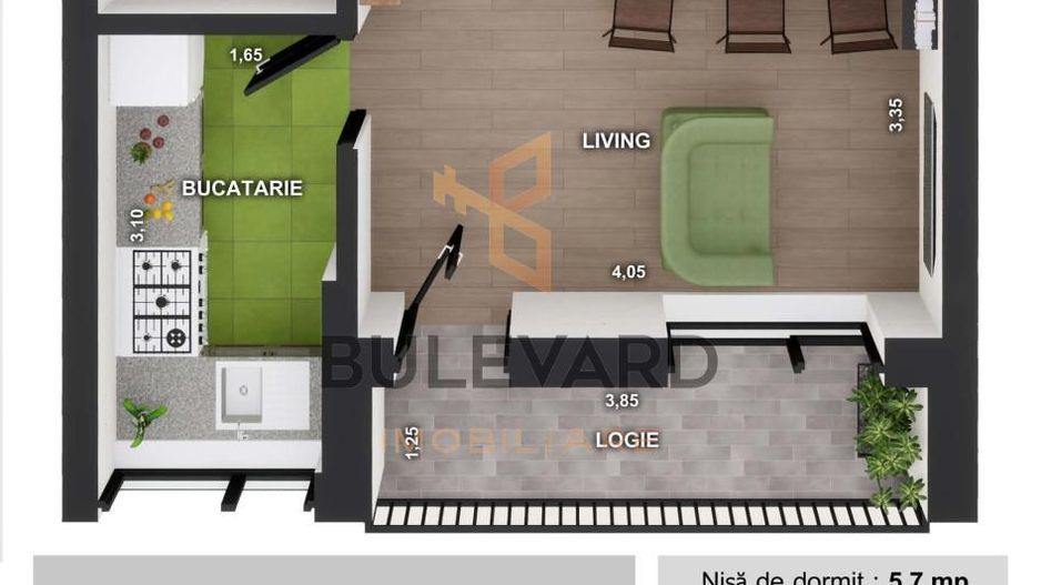 Apartament  cu 1 camera, zona Terra ! - Poză 3