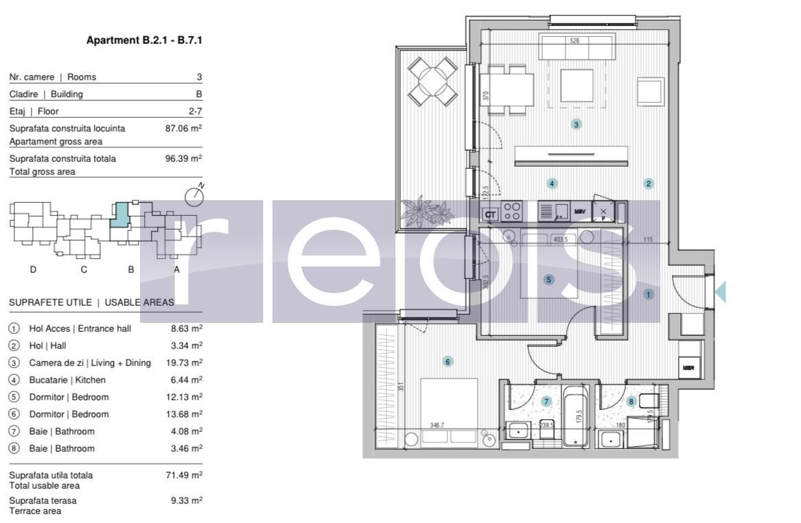 VANZARE APARTAMENT 3 CAMERE | STRAULESTI | 87MP | TERASA | COMPLEX NOU - Poză 16