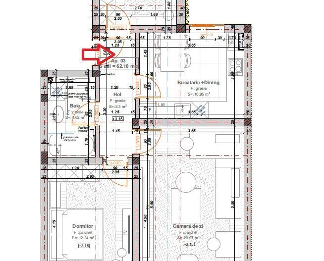 Etaj 1. 3 camere. Decomandat. Loc de parcare. - Poză 11