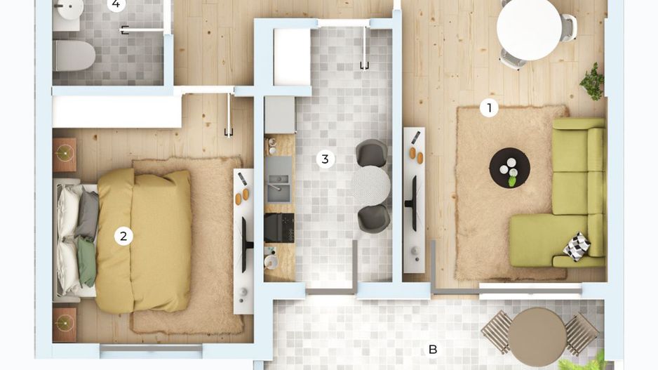 Apartament 2 camere, vedere mixta,etaj 1,aproape metrou - Poză 1