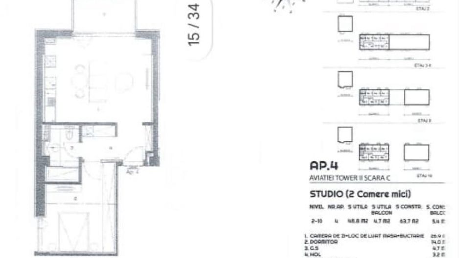 2 CAMERE| AVIATIEI TOWER| - Schiță 15