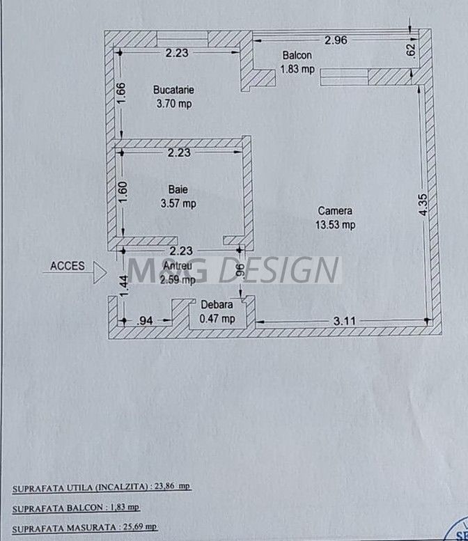 Aradului, et 2, garsoniera cu centrala proprie - Schiță 18