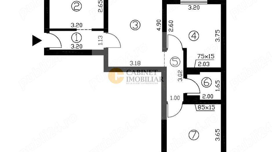 3 Camere - 60MP | Decomandat | 1/4 | Credit | Crangasi - Schiță 15