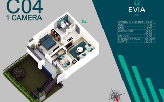 2 camere cu gradina proiect premium Metrou Nicolae Teclu - Schiță 6