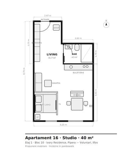 Studio 40 mp utili | Ivory Residence Pipera | Cel mai bun preț - Poză 6