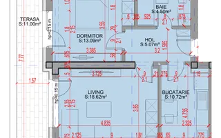 2 camere Pallady |  63 mp | Terasă 11 mp | Bucătărie separată - Schiță 24