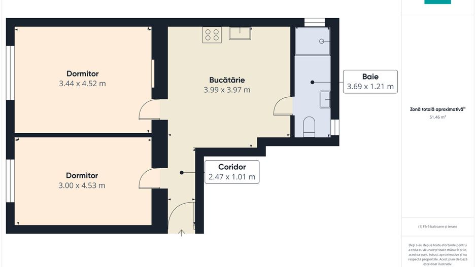 Apartament cu 2 camere la curte , renovat recent - Poză 17