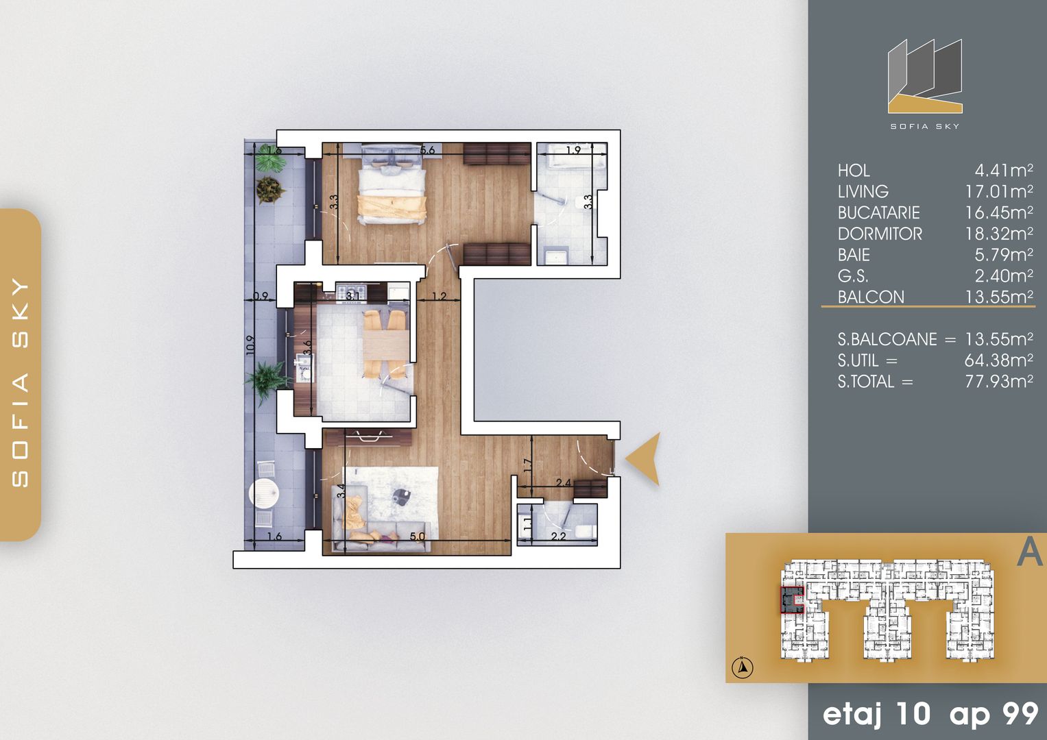 2 camere  decomandat 2 bai Metrou Nicolae Teclu - Schiță 7