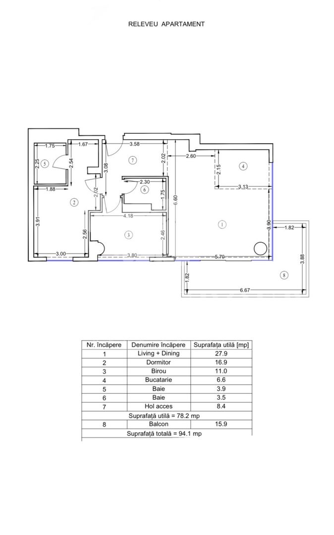 Apartament 3 camere Upsite | Loc de parcare | Boxa | Terasa 16mp - Schiță 20