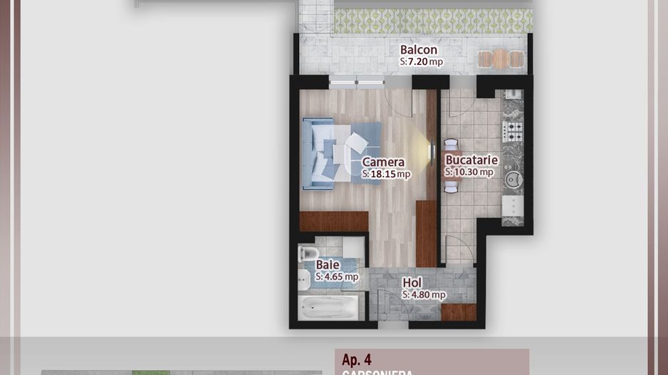 Garsoniera cu gradina -oferta lansare proiect Pallady - Schiță 1