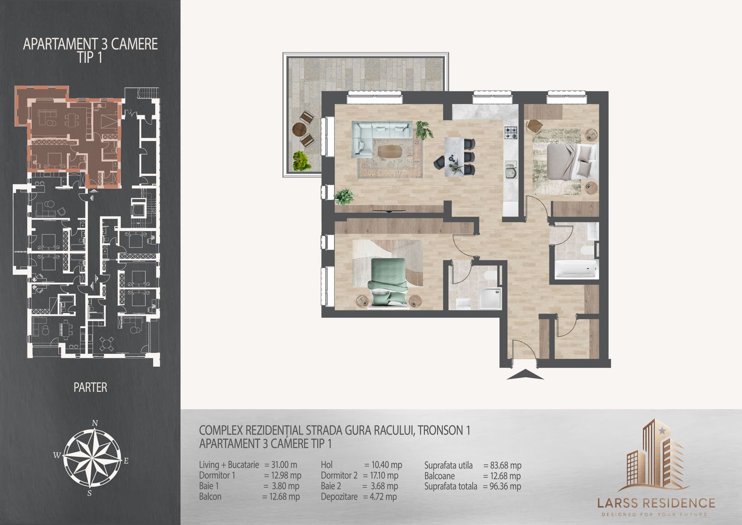 3 camere  700 metri de  Metrou Nicolae Teclu - Schiță 12