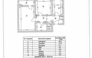 Apartament 2 camere de vânzare – Dristor | 55 mp | bloc 1982 - Schiță 7