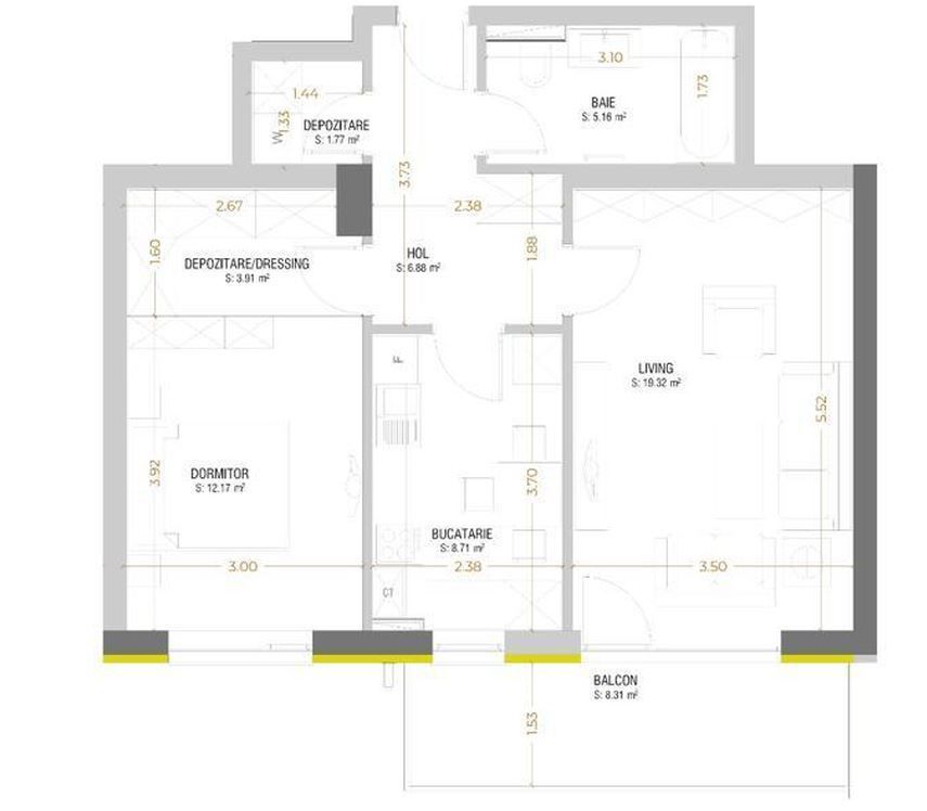 Apartament 2 camere - URBAN PLAZA - Poză 13