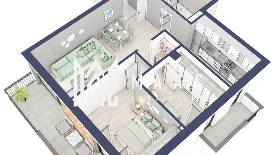 Apartament 3 camere | Balcoane 15.1 mp | Etaj 1 | Turnisor - Poză 2