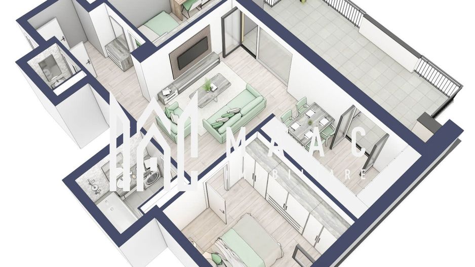 Apartament 3 camere | Balcoane 27.4 mp | Etaj 3 | Turnisor - Poză 2