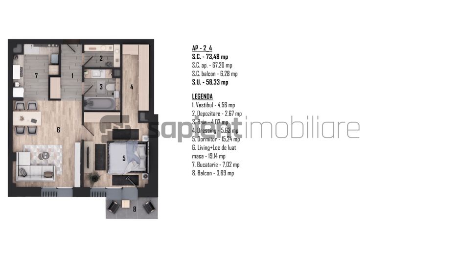 Apartament nou, modern cu 2 camere - Ultracentral -  Cuza Voda - Poză 3