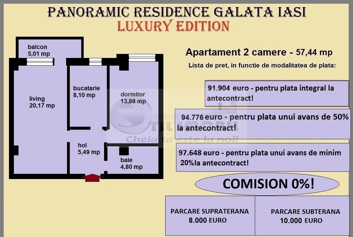 Apartament decomandat de vanzare in Iasi, Galata, 57,44 mp, bloc nou - Poză 2