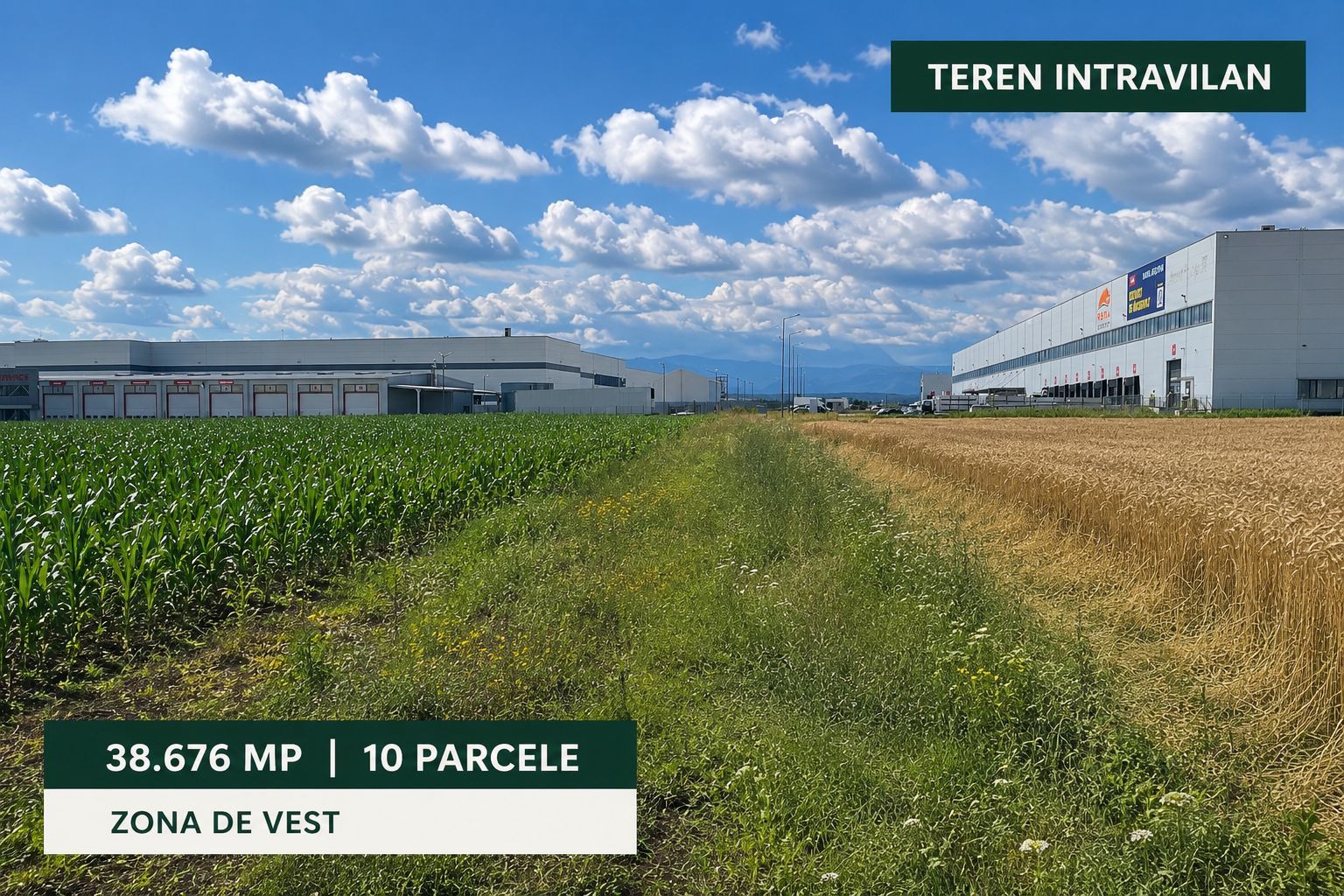 Teren intravilan 38.676 mp | 10 parcele | Zona de Vest - Poză 1
