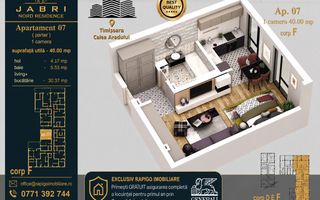Apartament 07, Corp F – Studio | 40,29 mp | Jabri Nord Residence - Poză 1