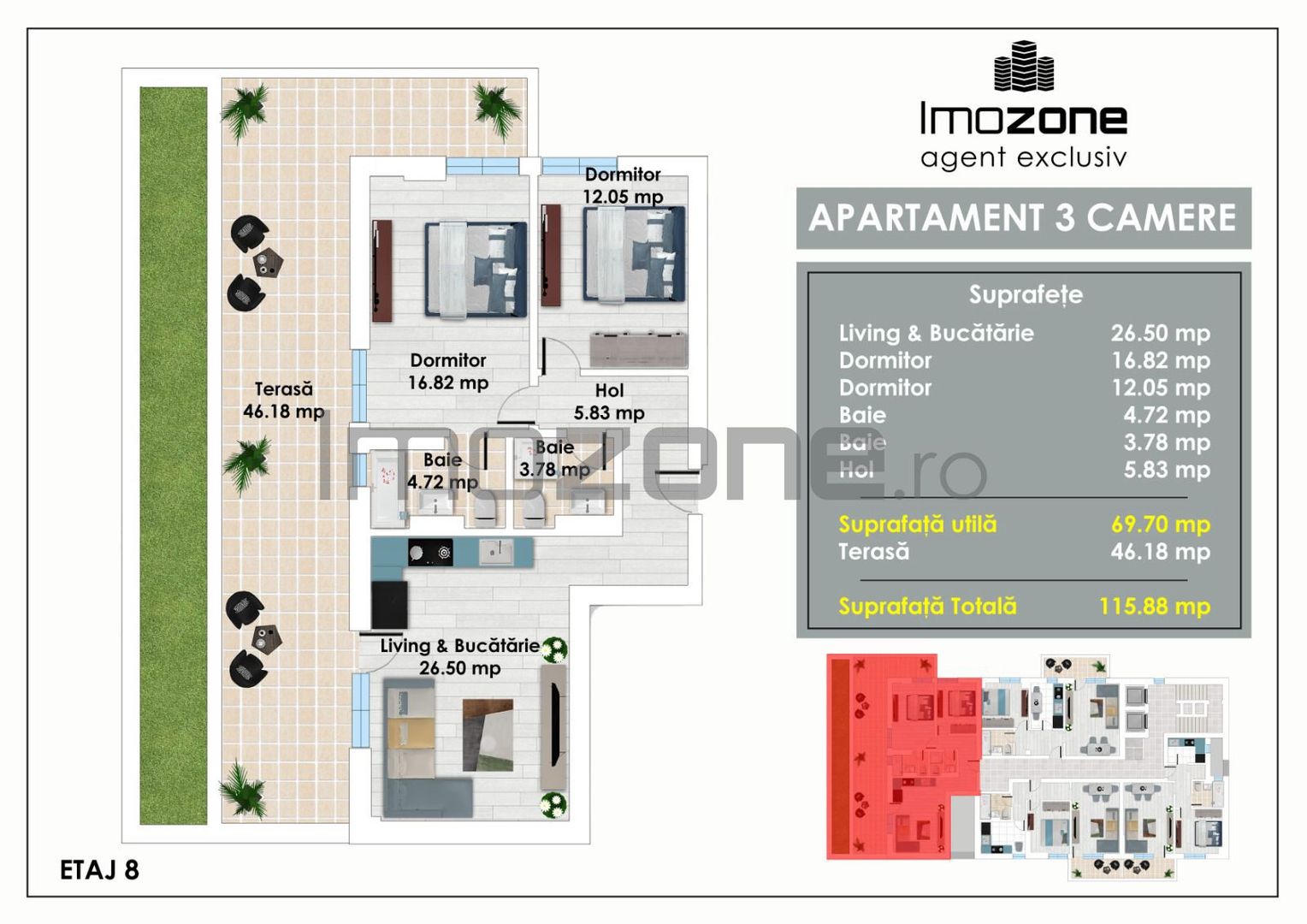 Apartament Superb cu 3 Camere si Terasa, 2 Bai, 2 Dormitoare, Langa Metrou Pacii - Poză 2