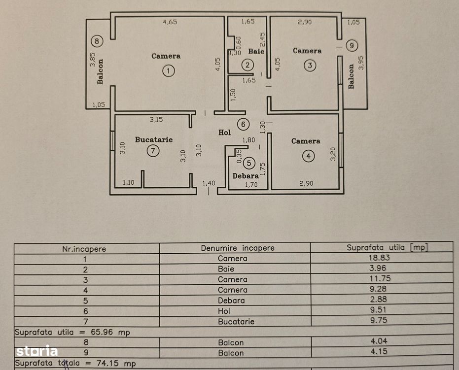 Apartament 3 camere  zona Dambovita - Schiță 17