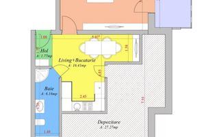 Apartament 70.55 mp, complet mobilat, ultimul nivel + balcon 7.87mp - Poză 2