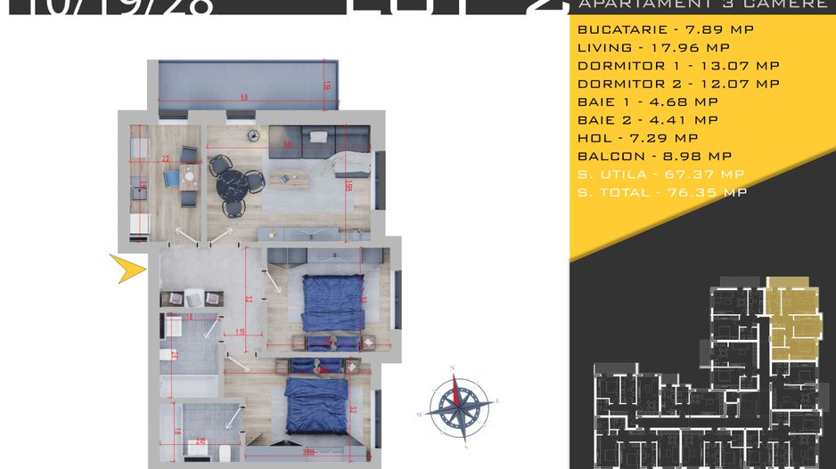 3 camere Parcare Bonus Titan Pallady Pret Promo de Lansare - Schiță 9