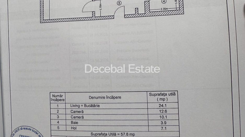 3 Camere Zona Decebal Decomandat Complet Renovat Bloc 1987 - Schiță 11