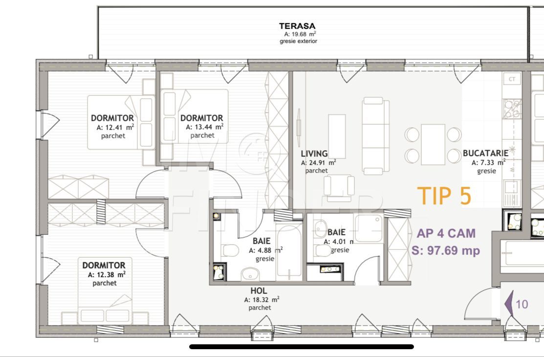 Vânzare apartament 4 camere imobil nou, Borhanci - Poză 3
