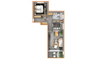 Apartament 2 camere - 53.45. mpu, balcon ALP-20J- Do-ap.3) - Poză 2