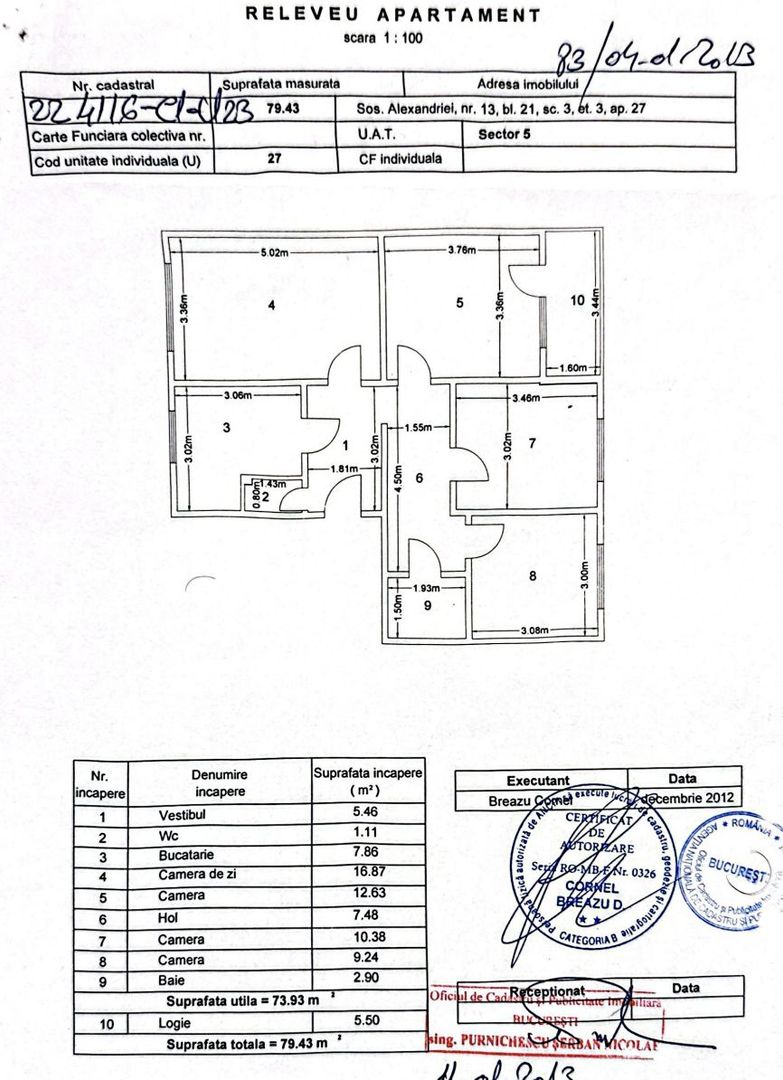 Apartament 4 camere vânzare Șos. Alexandriei 13, Sector 5, lângă Lidl - Schiță 27