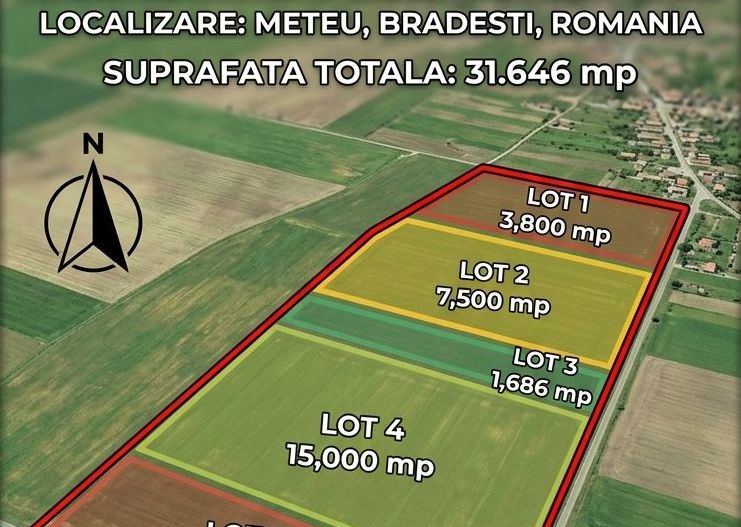 Terenuri extravilane de vanzare in Meteu – 4 loturi individuale - Poză 1