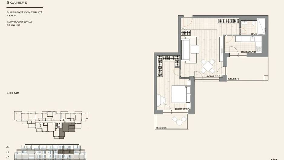 Pipera 2 camere + 2 terase, bucatarie Inchisa - Poză 2