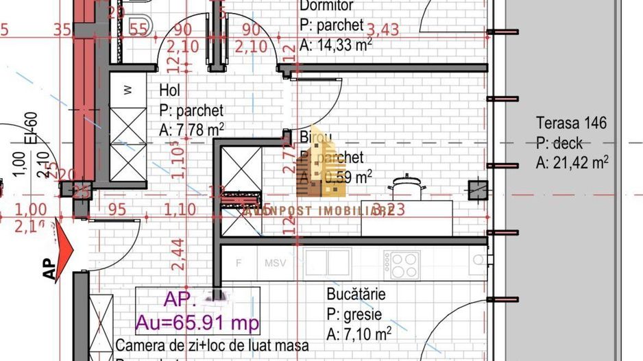 | Apartament cu 3 camere | CF | Bloc nou | 66.0 mp | Colonia Sopor | - Poză 2