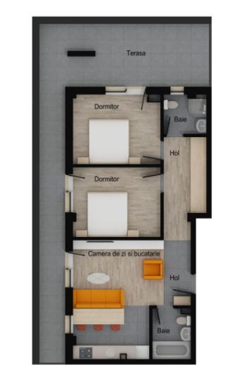 Apartament 3 camere, 2 bai, 62 mp utili, terasa 35 mp, garaj, boxa - Poză 1