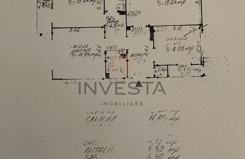 Apartament 3 camere Gradini Manastur cu garaj! Decomandat! Etaj 6/8! - Schiță 13