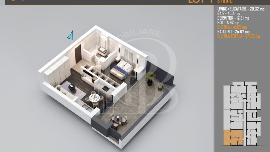 Apartament 2 camere cu Terasa-Theodor Pallady - Schiță 6