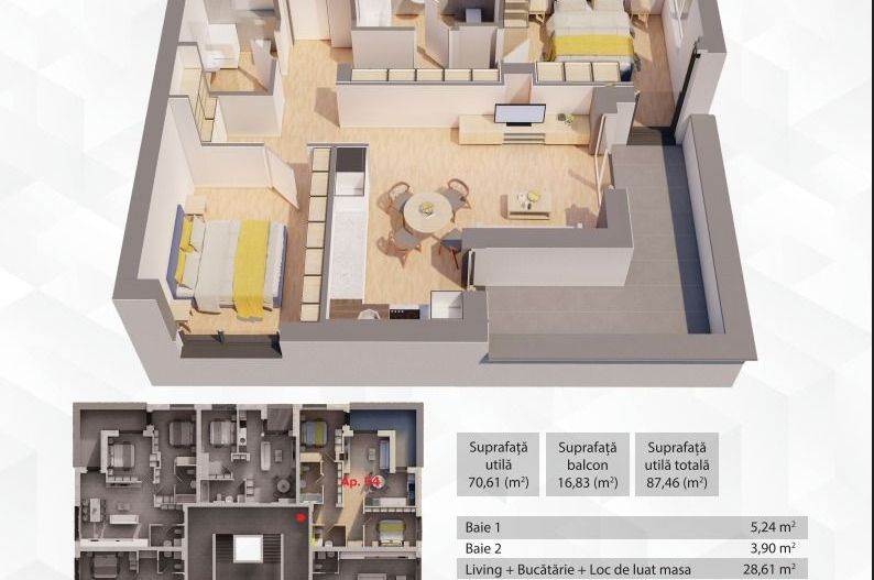 Penthouse 3 camere ARED - 104mp - Poză 7