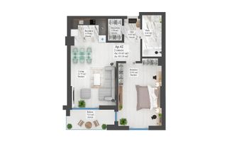 Apartament cu 2 camere | Noua | 64 mp Utili - Poză 6